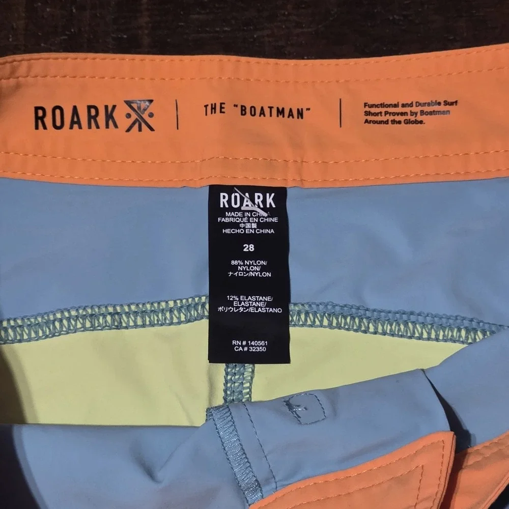Roark Mens 28 The Boatman 2.0 Boardshorts NWT Blue Orange Surf Swim Trunks 17
